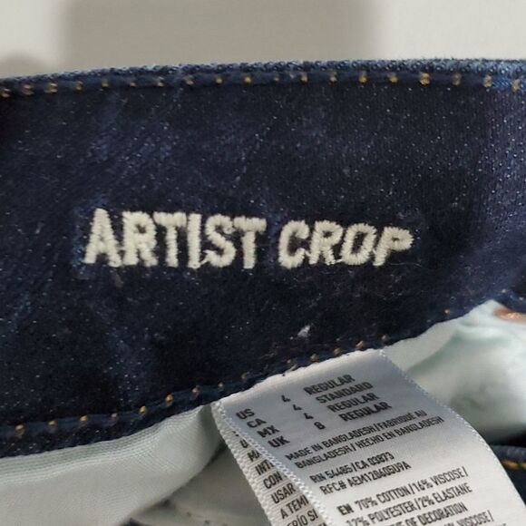 AMERICAN Eagle Dark Wash 29x24 Super Stretch Size 4 Artist Crop Jeans - Picture 7 of 8